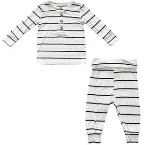 Lou Lou & Co Wyatt Top + Bottoms Set White and Navy Stripe